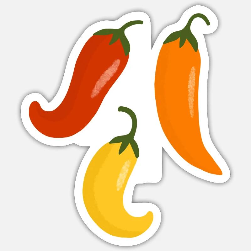 piments - Sticker taille S (10 x 10 cm) - blanc mat