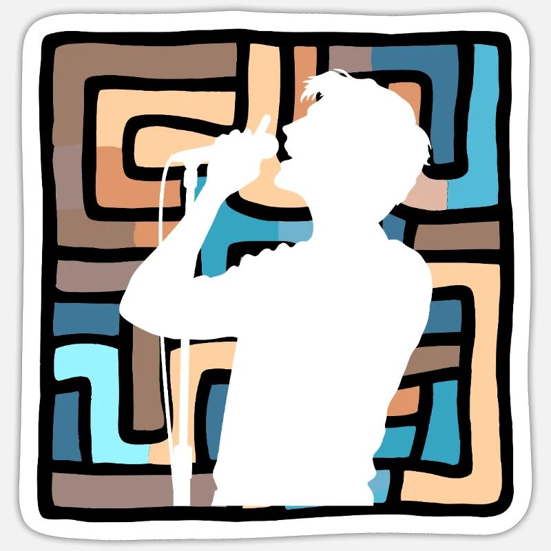 Karaoké Chant ténor - Sticker taille S (10 x 10 cm) - blanc mat