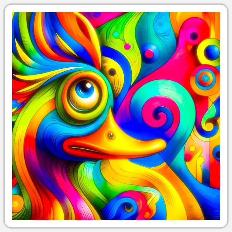 Gemälde von einer ente - Sticker Größe S (10 x 10 cm) - Mattweiß