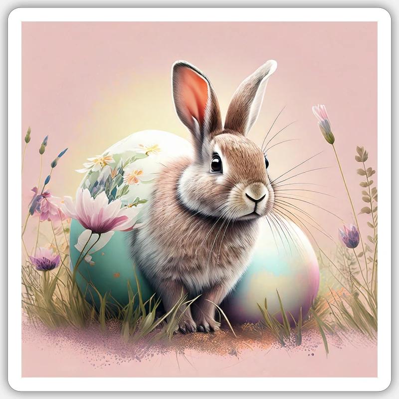 Colorful Easter bunny with cheerful patterns Sticker size S (10 x 10 cm)