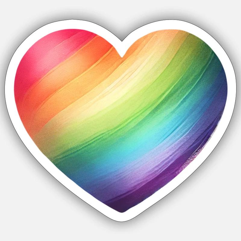 HERZ - REGENBOGENFARBEN Sticker Größe S (10 x 10 cm)
