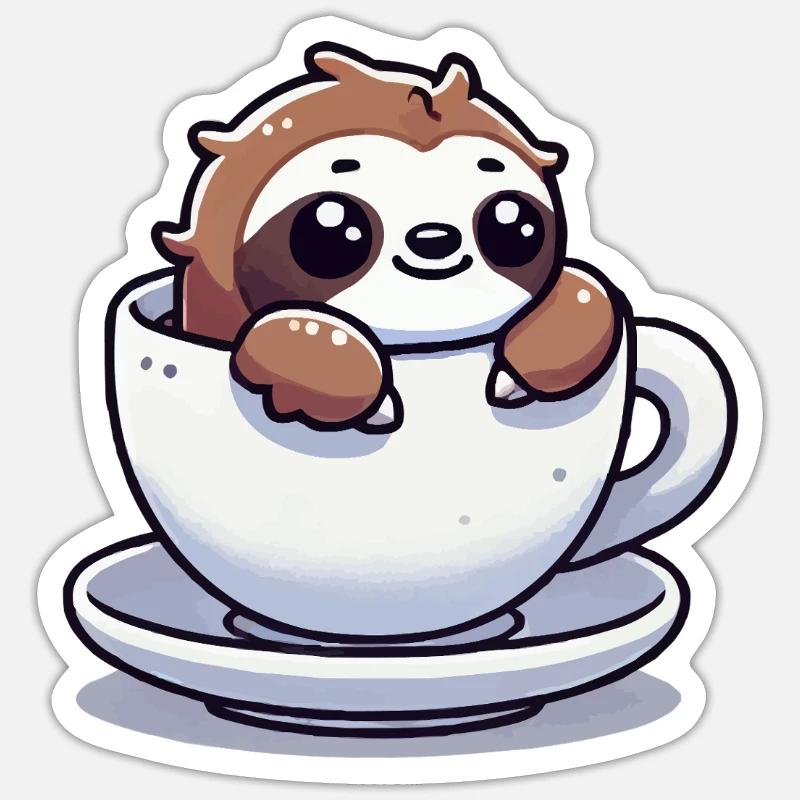 Sloth Coffee Mug - Sticker size S (10 x 10 cm) - white matte