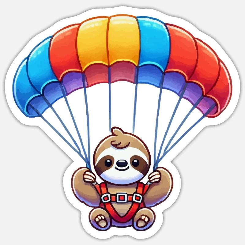 Sloth Parachute - Sticker size S (10 x 10 cm) - white matte