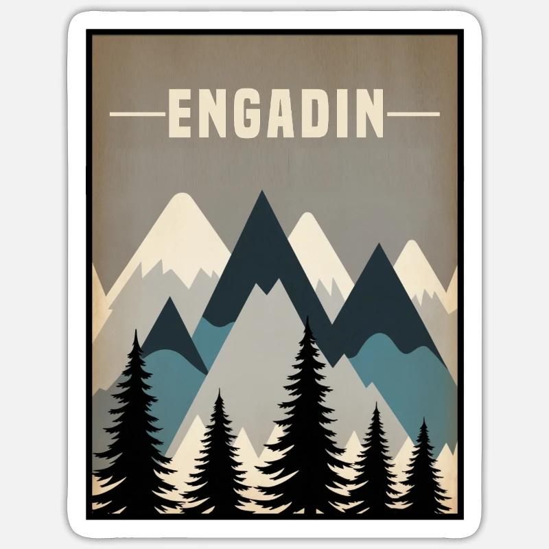 Engadin minimal - Sticker Größe S (10 x 10 cm) - Mattweiß