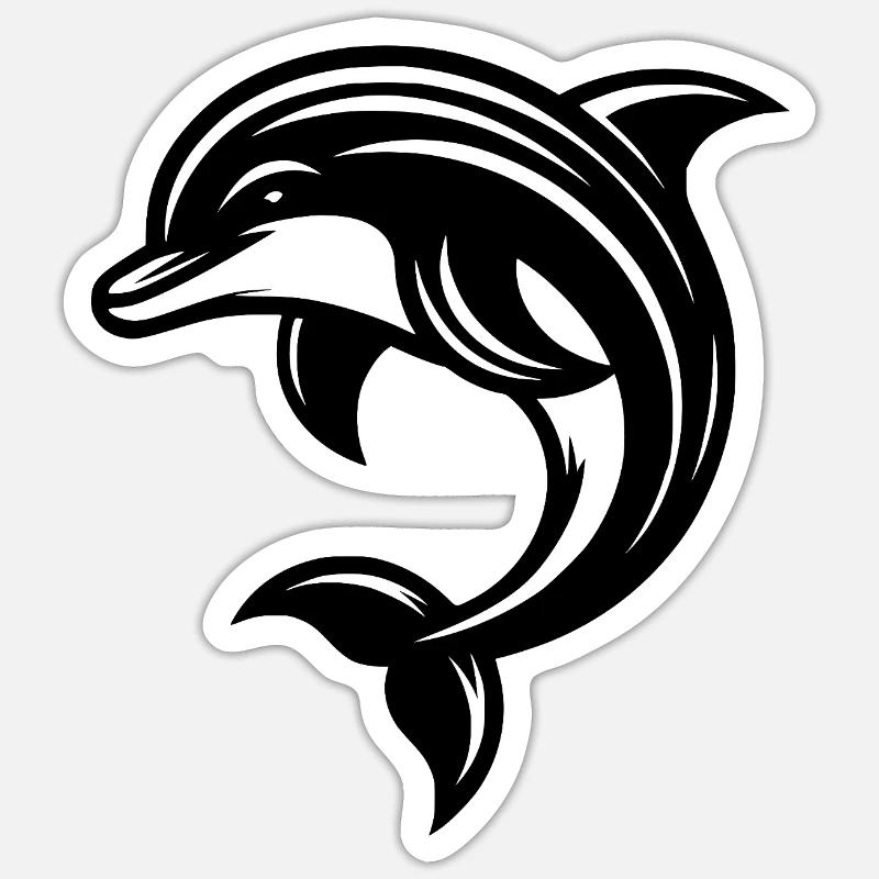 Mignon Tatouage Dauphin - Sticker taille S (10 x 10 cm) - blanc mat