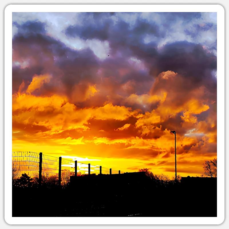 Coucher de soleil – Couleurs de feu dans le ciel du soir Sticker taille S (10 x 10 cm)