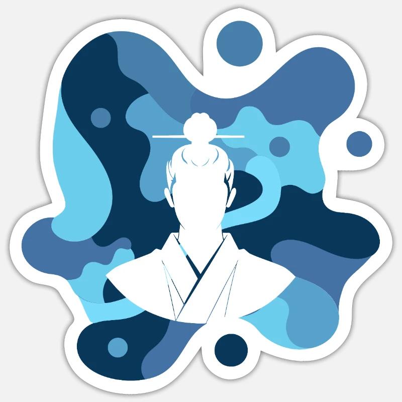 Samurai Schwert Karate - Sticker Größe S (10 x 10 cm) - Mattweiß