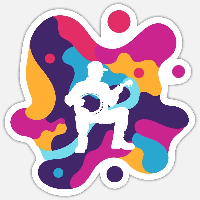Banjo Dixie - Sticker taille S (10 x 10 cm) - blanc mat