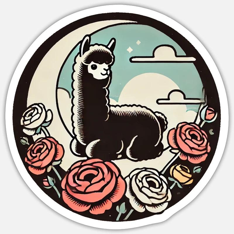 Lama - Sticker taille S (10 x 10 cm) - blanc mat