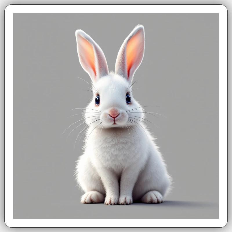 Lapin de Pâques blanc - Sticker taille S (10 x 10 cm) - blanc mat
