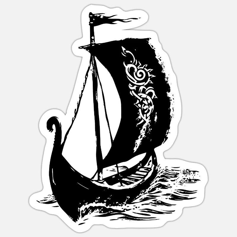 Wikinger-Langschiff Sticker Größe S (10 x 10 cm)