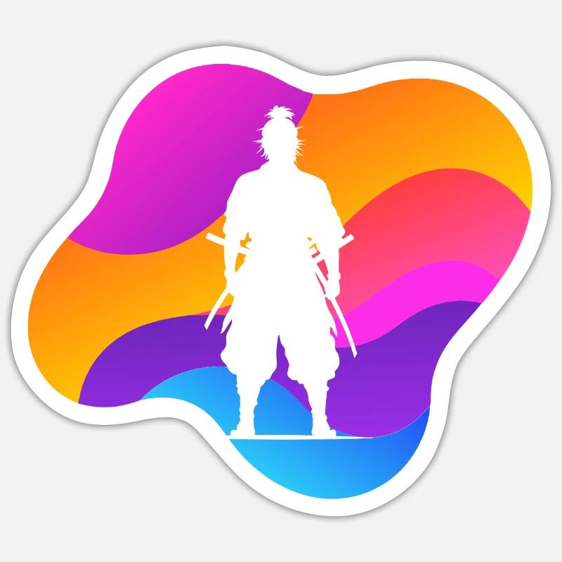 Samurai Ninja Kendo - Sticker Größe S (10 x 10 cm) - Mattweiß