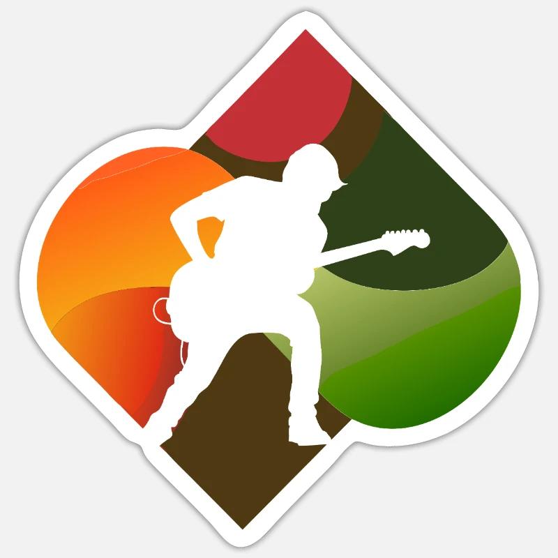 Gitarre Basser - Sticker Größe S (10 x 10 cm) - Mattweiß