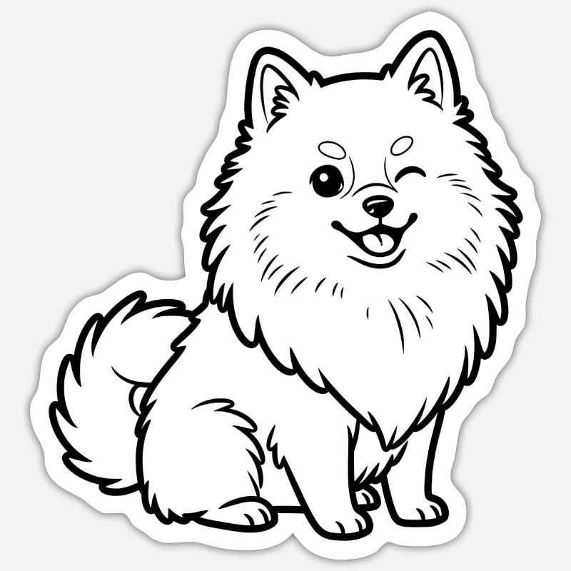 pomsky - Sticker taille S (10 x 10 cm) - blanc mat