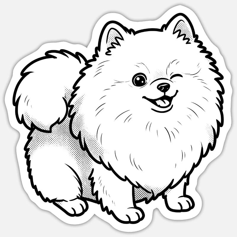 pomsky - Sticker taille S (10 x 10 cm) - blanc mat