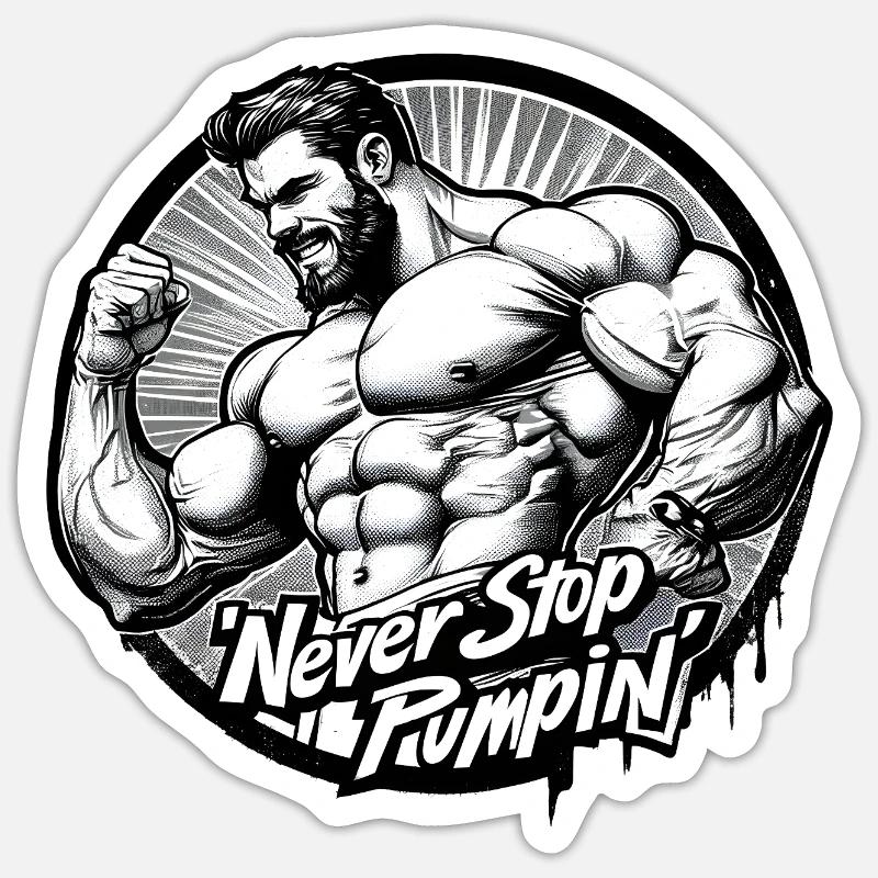 N’arrêtez jamais de pomper - Sticker taille S (10 x 10 cm) - blanc mat