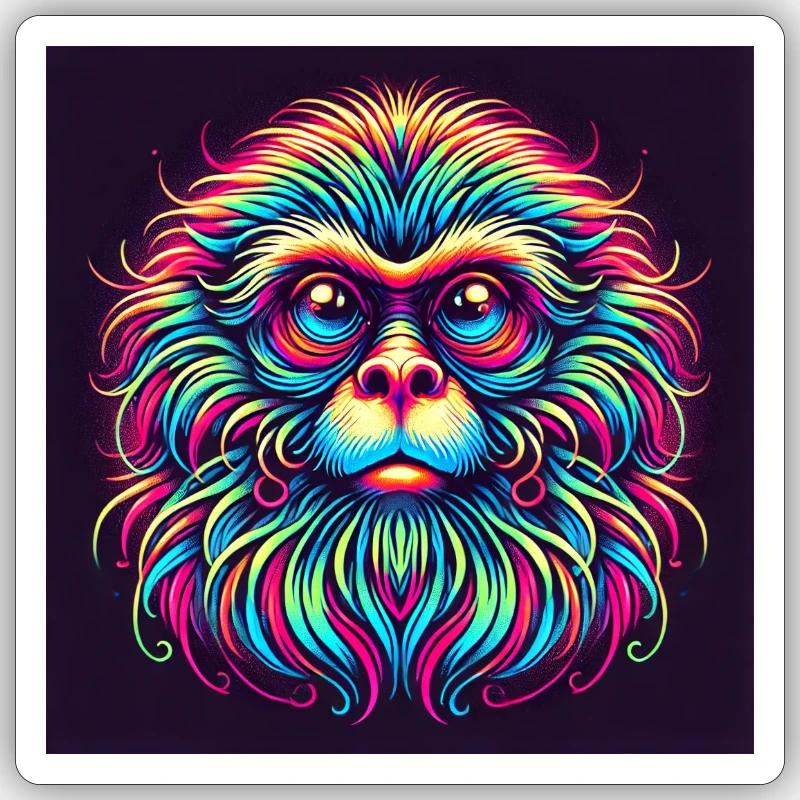 Singe - Sticker taille S (10 x 10 cm) - blanc mat