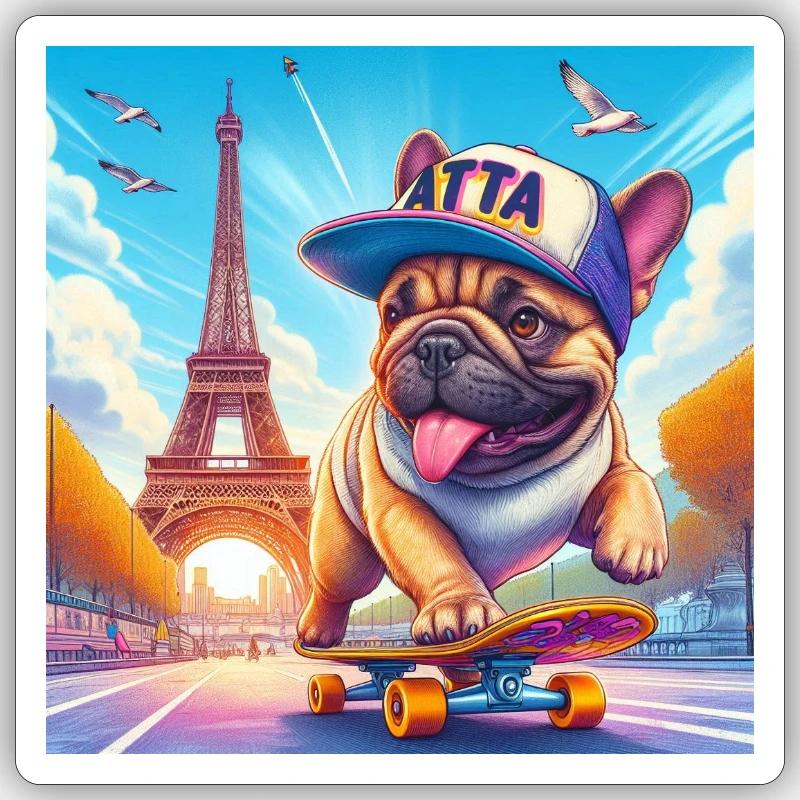 Charly le bouledogue - Sticker taille S (10 x 10 cm) - blanc mat