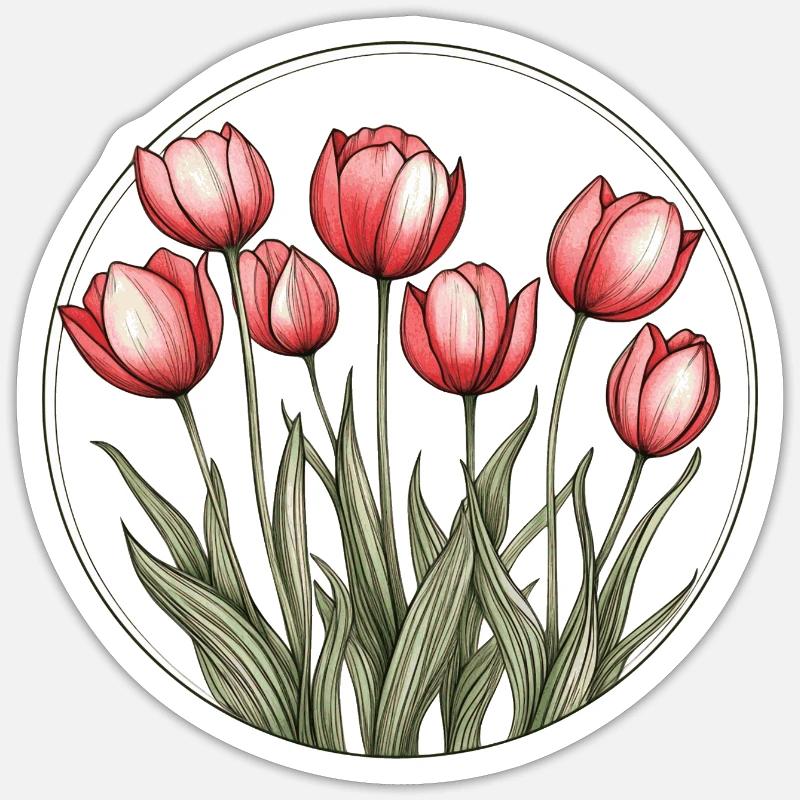 Tulip Circle - Sticker size S (10 x 10 cm) - white matte