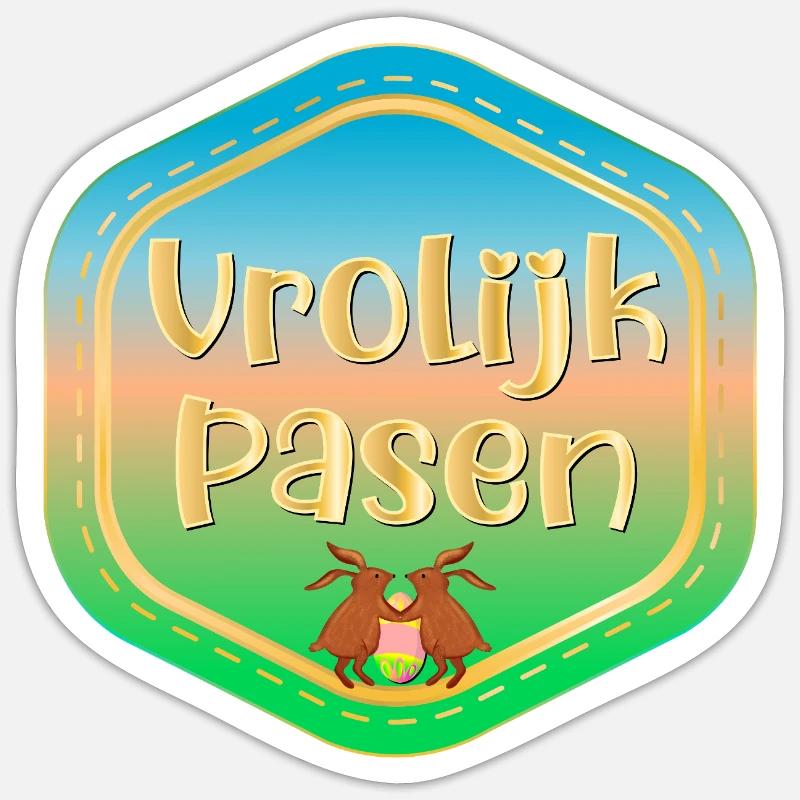 Happy Easter Easter bunnies - Sticker size S (10 x 10 cm) - white matte
