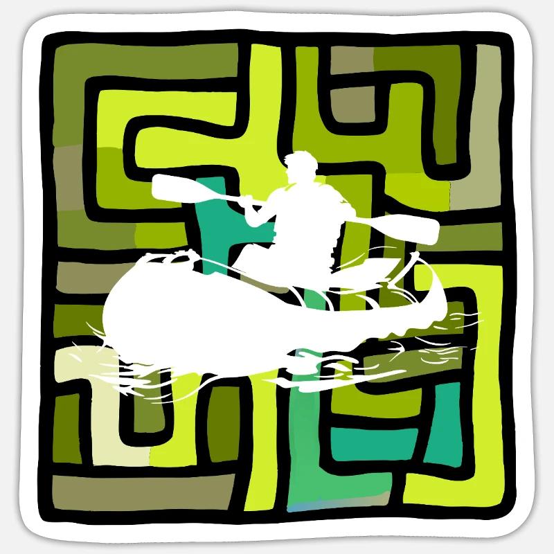 Rafting, canoë, aviron - Sticker taille S (10 x 10 cm) - blanc mat
