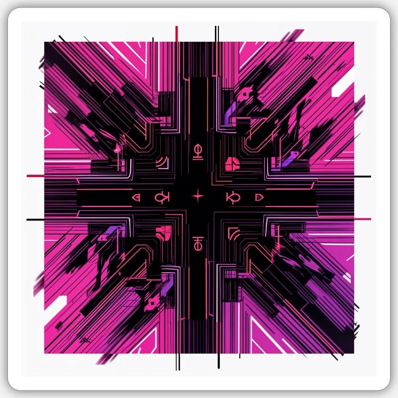 Cyber Grid Pulse - Sticker taille S (10 x 10 cm) - blanc mat