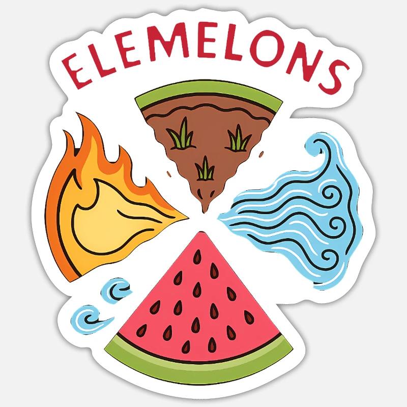 Elemelons Elemental Watermelon Design - Sticker size S (10 x 10 cm) - white matte