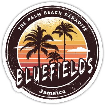 Bluefields Jamaica – Palm Beach Paradies - Sticker Größe S (10 x 10 cm) - Mattweiß - Vorne