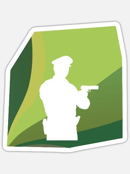 Polizei Notruf Streife - Sticker Größe S (10 x 10 cm) - Mattweiß