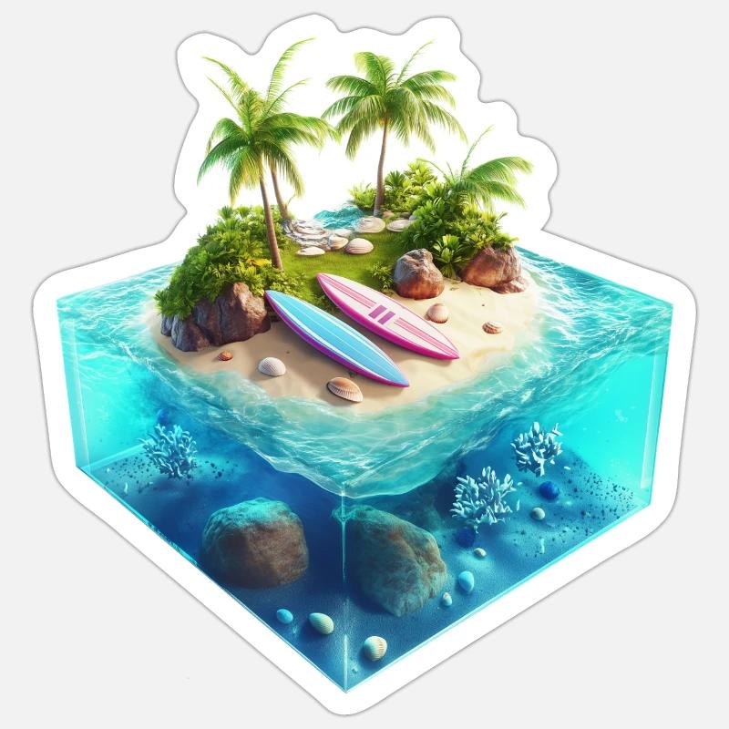 Carré Vacarion 3D - Sticker taille S (10 x 10 cm) - blanc mat