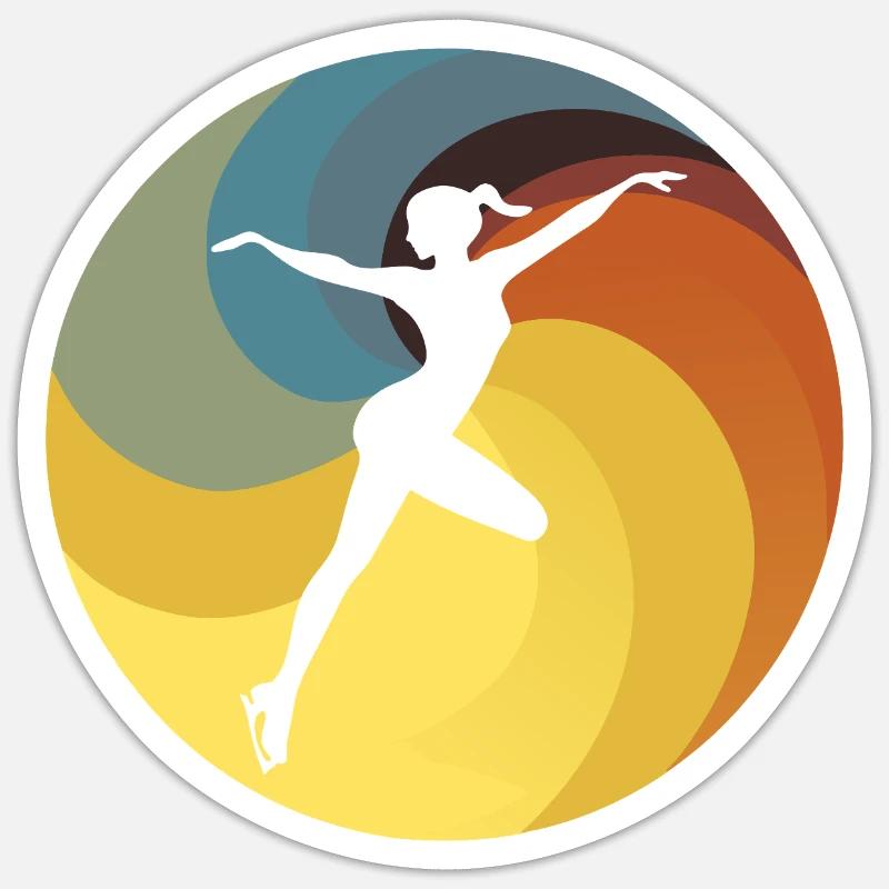 Eiskunstlauf Lauf - Sticker Größe S (10 x 10 cm) - Mattweiß