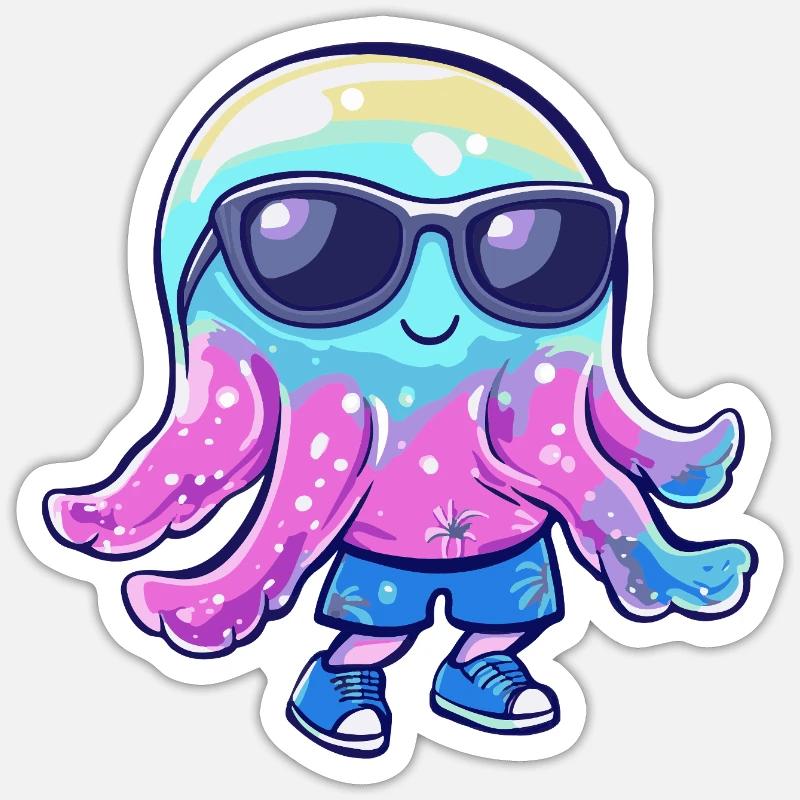 Jellyfish Cool Summer - Sticker size S (10 x 10 cm) - white matte