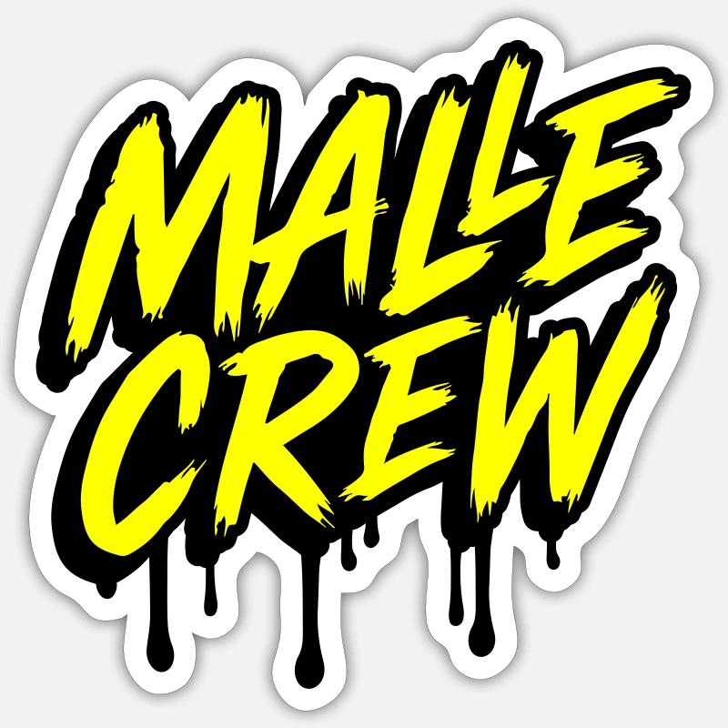 Malle Crew - Sticker Größe S (10 x 10 cm) - Mattweiß