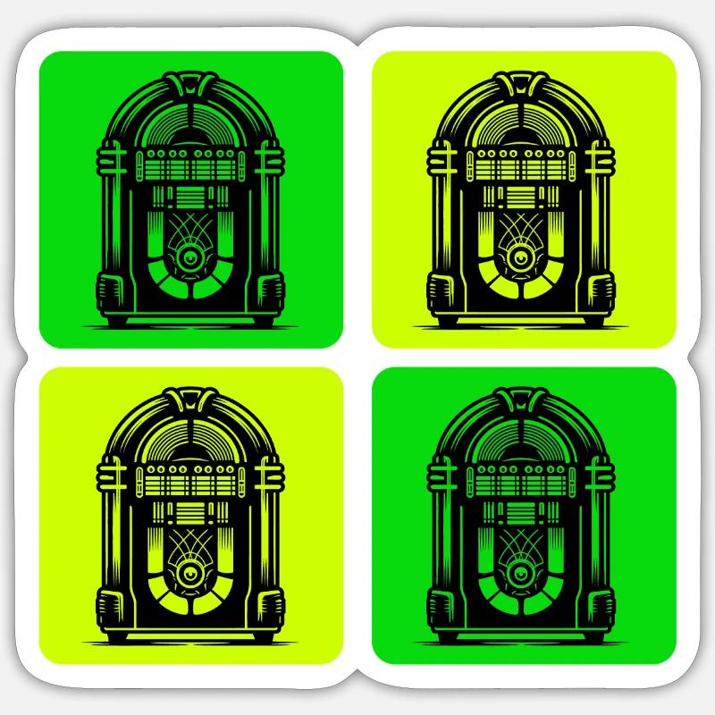 Style Jukebox rétro - Sticker taille S (10 x 10 cm) - blanc mat