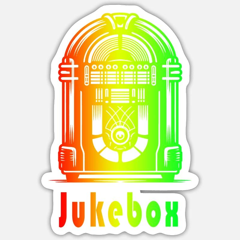 Jukebox rétro – Rainbow Vibes - Sticker taille S (10 x 10 cm) - blanc mat