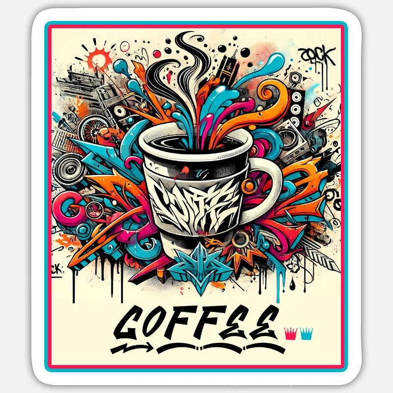 Coffee Graffiti Explosion - Sticker size S (10 x 10 cm) - white matte