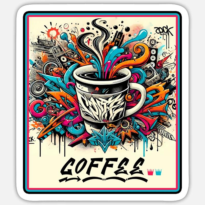 Coffee Graffiti Explosion - Sticker size S (10 x 10 cm) - white matte