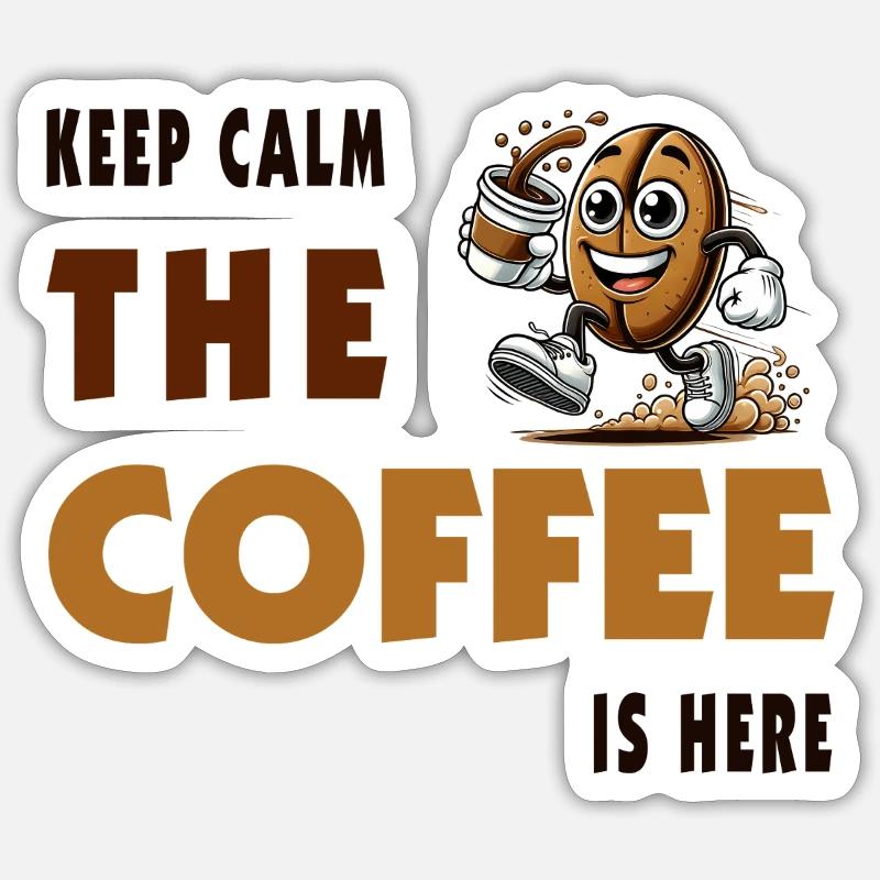 Keep Calm – The Coffee Is Here - Sticker Größe S (10 x 10 cm) - Mattweiß