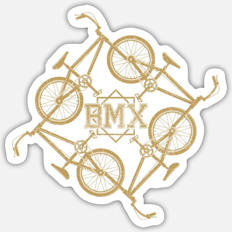 Gold BMX Orbit Pattern - Sticker size S (10 x 10 cm) - white matte