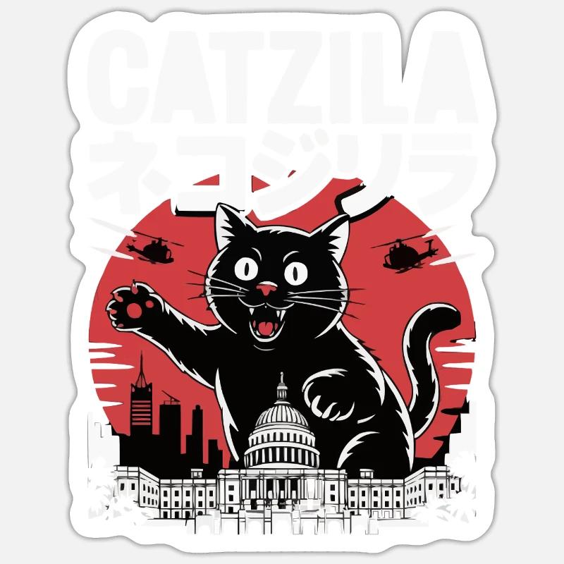 catzilla catzilla - Sticker taille S (10 x 10 cm) - blanc mat