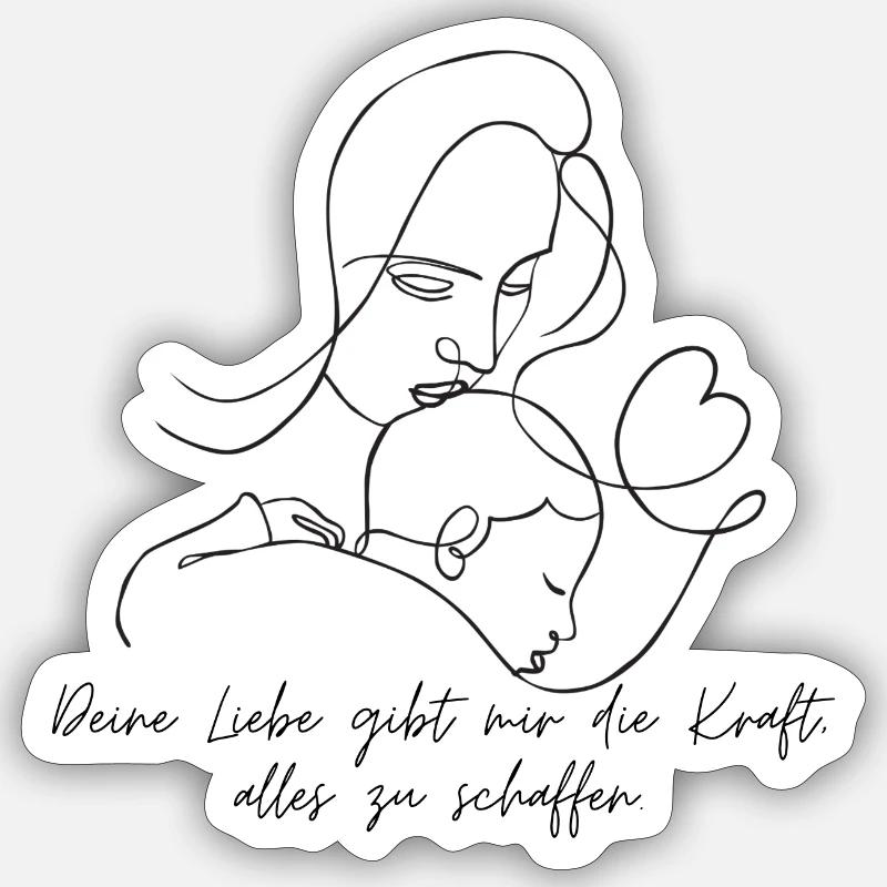Mutterliebe - Sticker Größe S (10 x 10 cm) - Mattweiß
