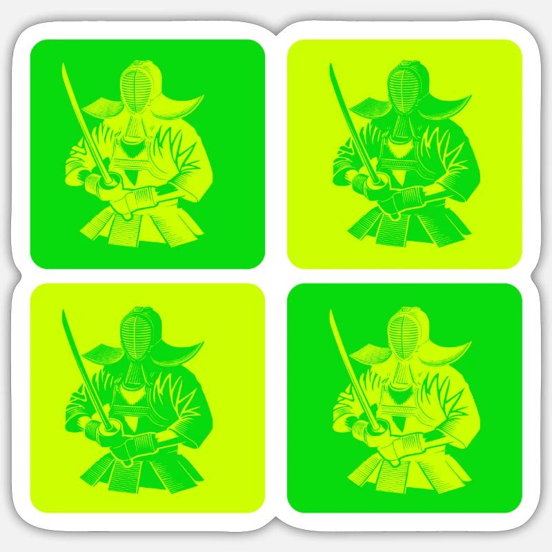 Pop Art Kendo Samurai - Sticker size S (10 x 10 cm) - white matte