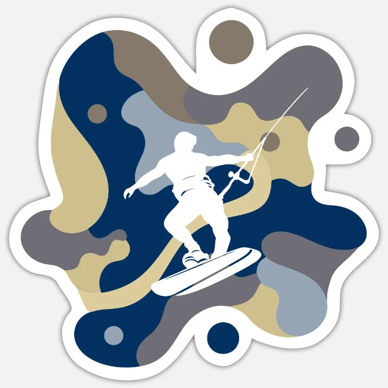 Planche de wakeboard - Sticker taille S (10 x 10 cm) - blanc mat