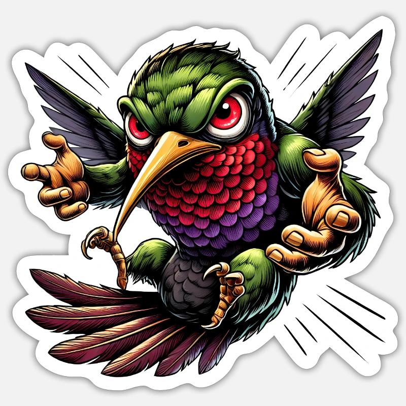 Conception de colibri - Sticker taille S (10 x 10 cm) - blanc mat