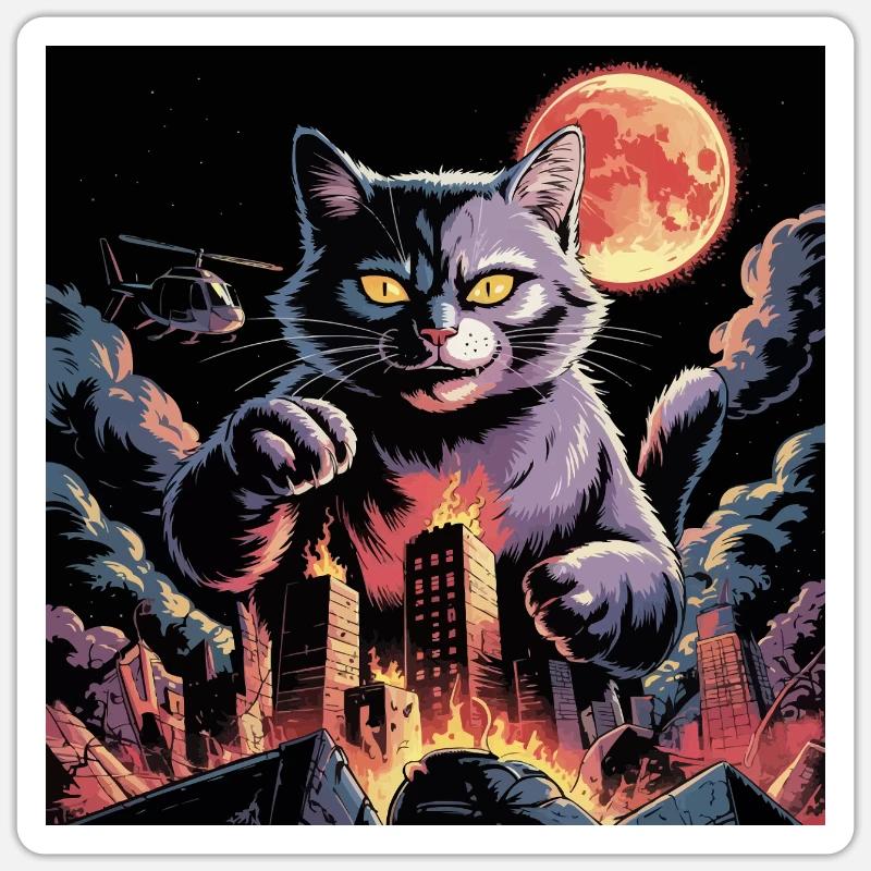 Catzilla - Sticker size S (10 x 10 cm) - white matte