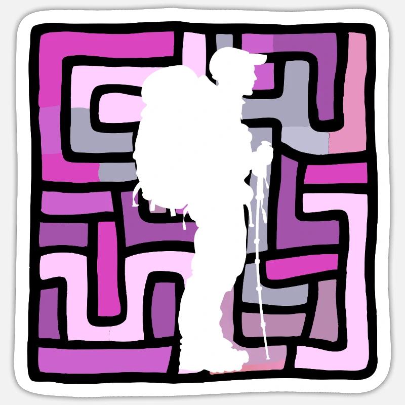 Wanderer Wanderung - Sticker Größe S (10 x 10 cm) - Mattweiß