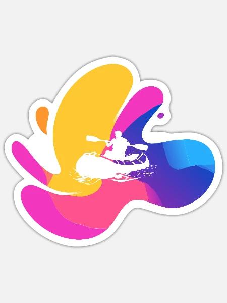Rafting Paddeln - Sticker Größe S (10 x 10 cm) - Mattweiß