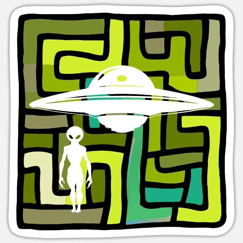 Invasion d’OVNI dans l’espace - Sticker taille S (10 x 10 cm) - blanc mat