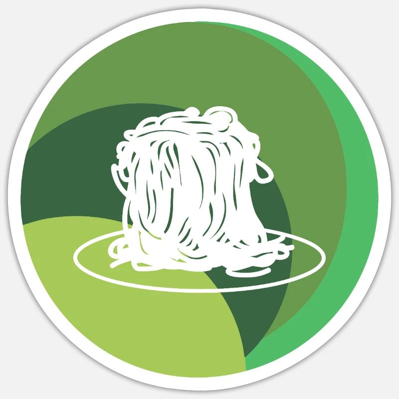 Spaghetti de pâtes - Sticker taille S (10 x 10 cm) - blanc mat