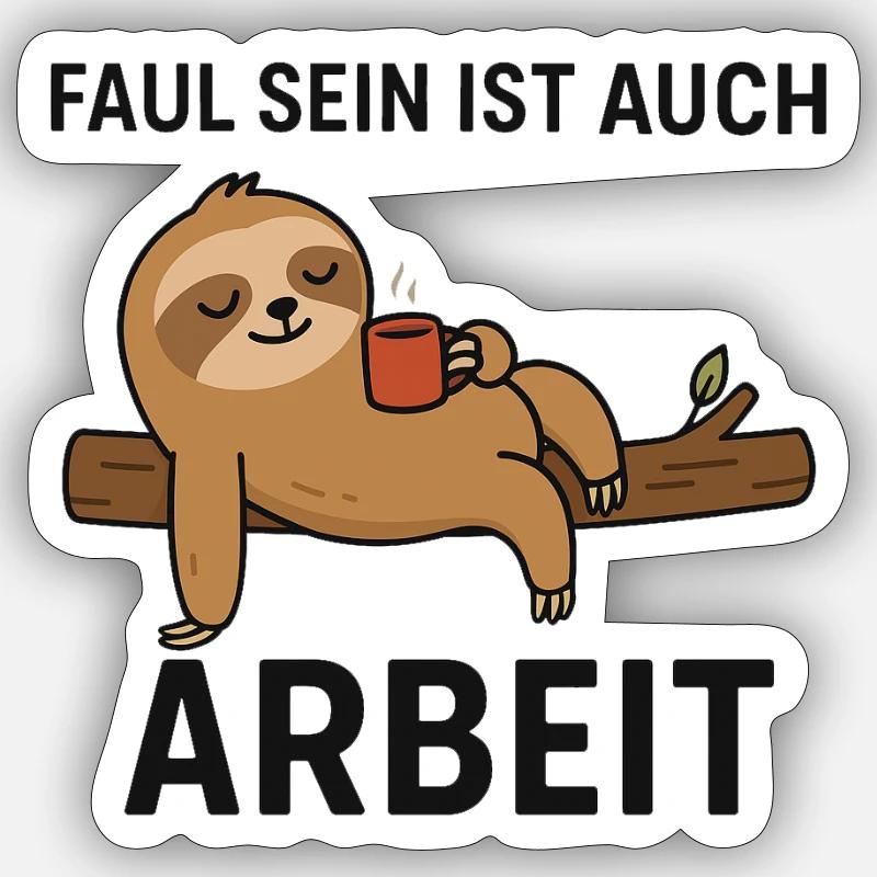 Faultier-Arbeit Sticker Größe S (10 x 10 cm)